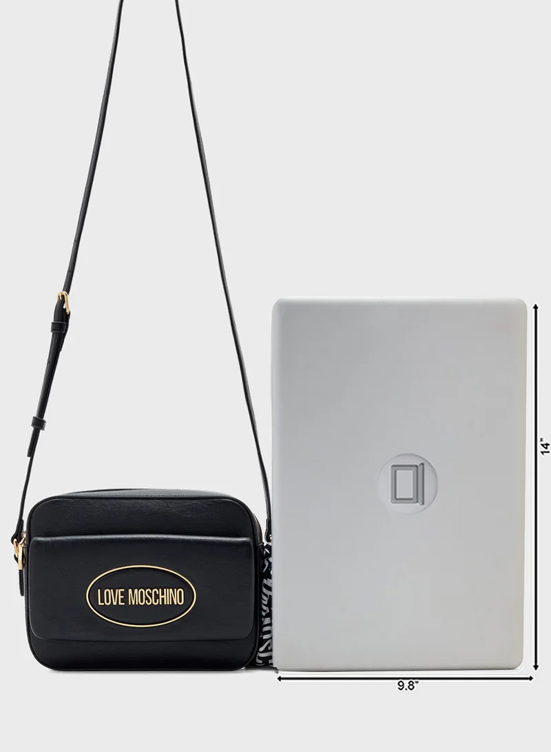Love Moschino Logo Detailed Zip Over Crossbody