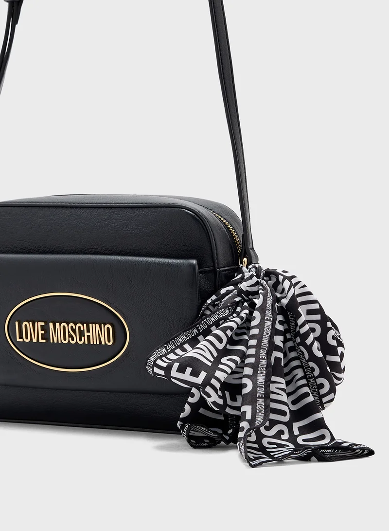 Love Moschino Logo Detailed Zip Over Crossbody