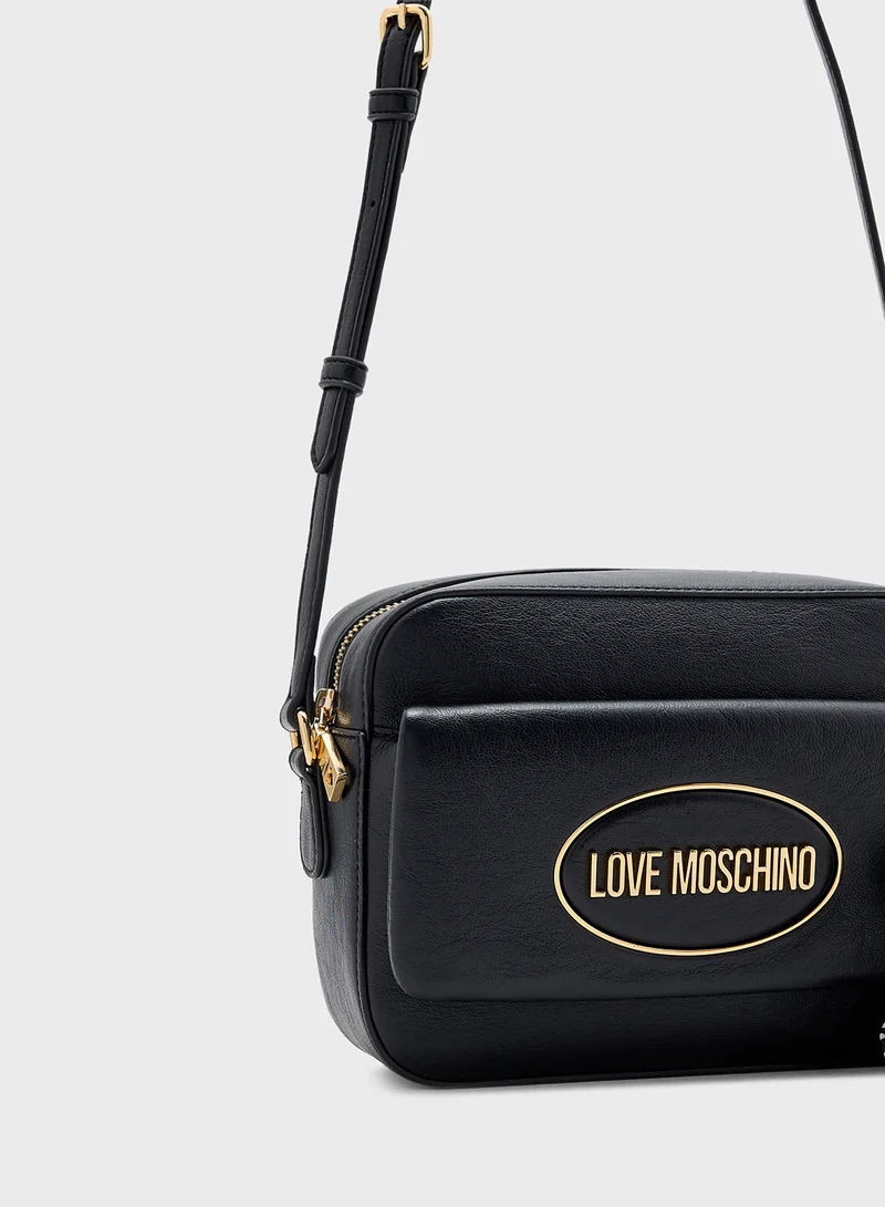 Love Moschino Logo Detailed Zip Over Crossbody