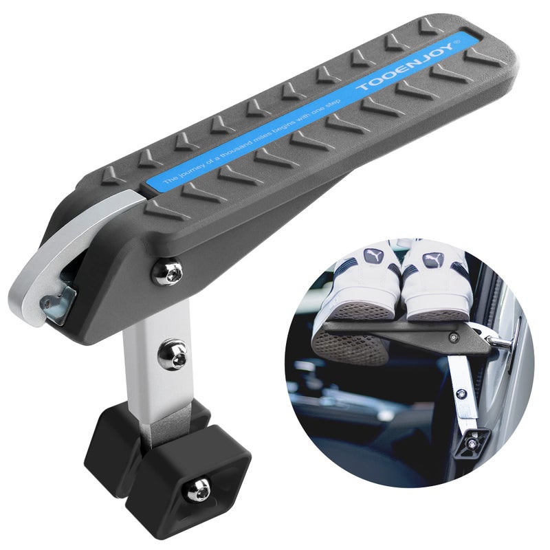 TOOENJOY Car Door Step Adjustable 5 Gear Aluminum Stand Pedal for Roof Access, Universal Fit Door Hook, Support Both Feet (Grey)