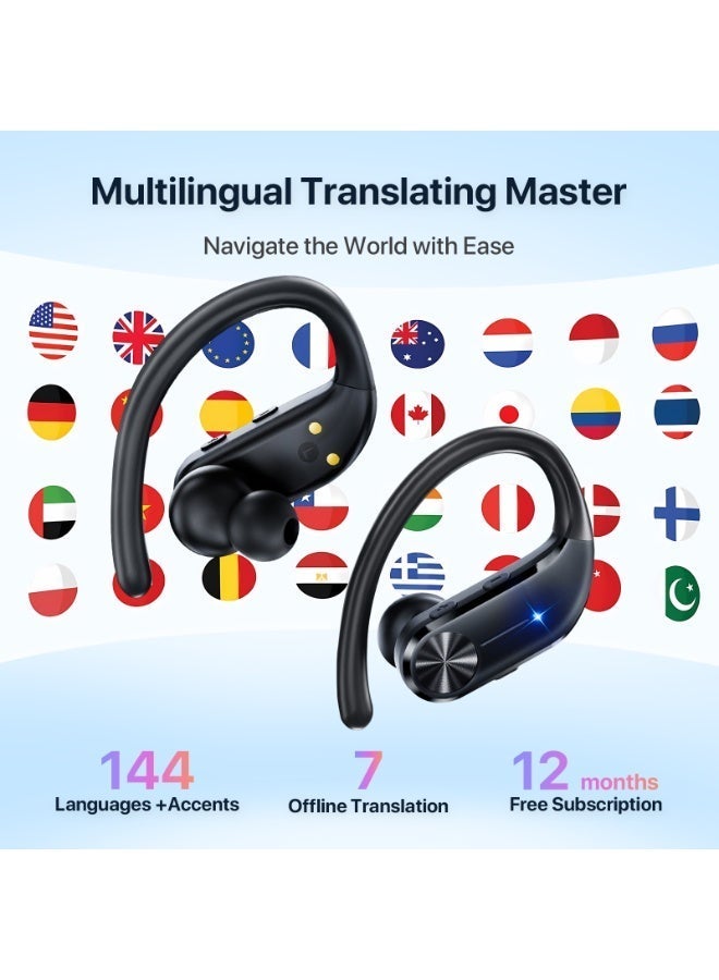 EXCLIFE Multifunctional smart translation ear-hook wireless Bluetooth headset - Image 2