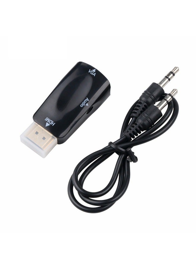 Direct Hdmi To Vga 3.5 Audio High Definition Transmission Set Top Box Laptop Computer Video Converter-Number Of Interfaces:Black Male Mother Bag  - Image 1