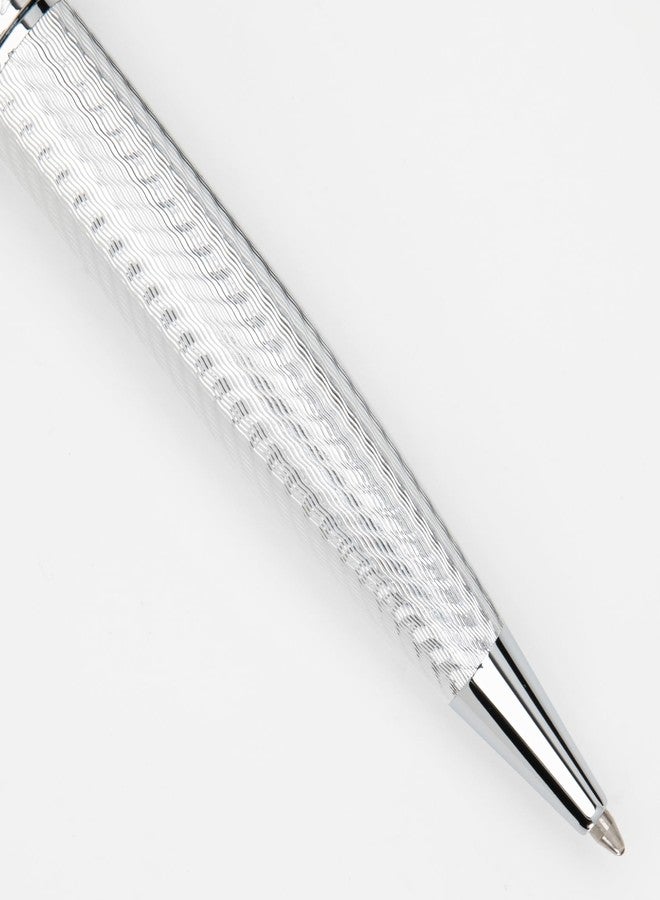 Conklin Herringbone Signature Ballpoint Pen - Silver with Chrome Trim, Intricate Engraved Design, Refillable for Longevity, Elegant Gift for Professionals and Writing Enthusiasts - Image 3