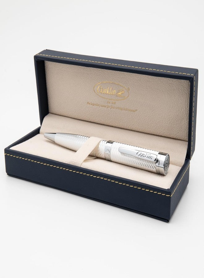 Conklin Herringbone Signature Ballpoint Pen - Silver with Chrome Trim, Intricate Engraved Design, Refillable for Longevity, Elegant Gift for Professionals and Writing Enthusiasts - Image 2