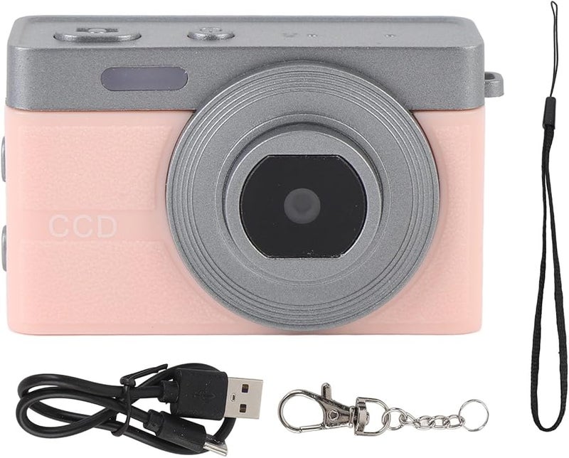 Pink Miniature Digital Camera 1080P HD Recording 16x Zoom Macro Function Lightweight Portable for Students - Image 2