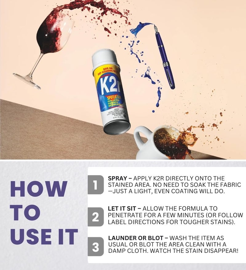 K2R No Scent Spot Treatment Stain Remover 10 Oz Spray - Image 4