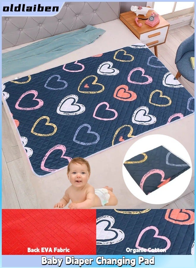 oldlaiben Baby Diaper Changing Pad, Diaper Changing Pad Liner Non-Slip, Quilted Absorbent Bassinet Liners Washable, Reusable Portable Changing Table Pad, Soft Cotton Waterproof Changing Pad for Baby,   Urine Pads for Travel, 70*90cm（Multicolour B） - Image 1