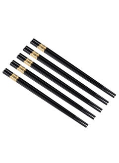 Generic 5 Pairs Fiberglass Chopsticks Black And Gold  - Image 1