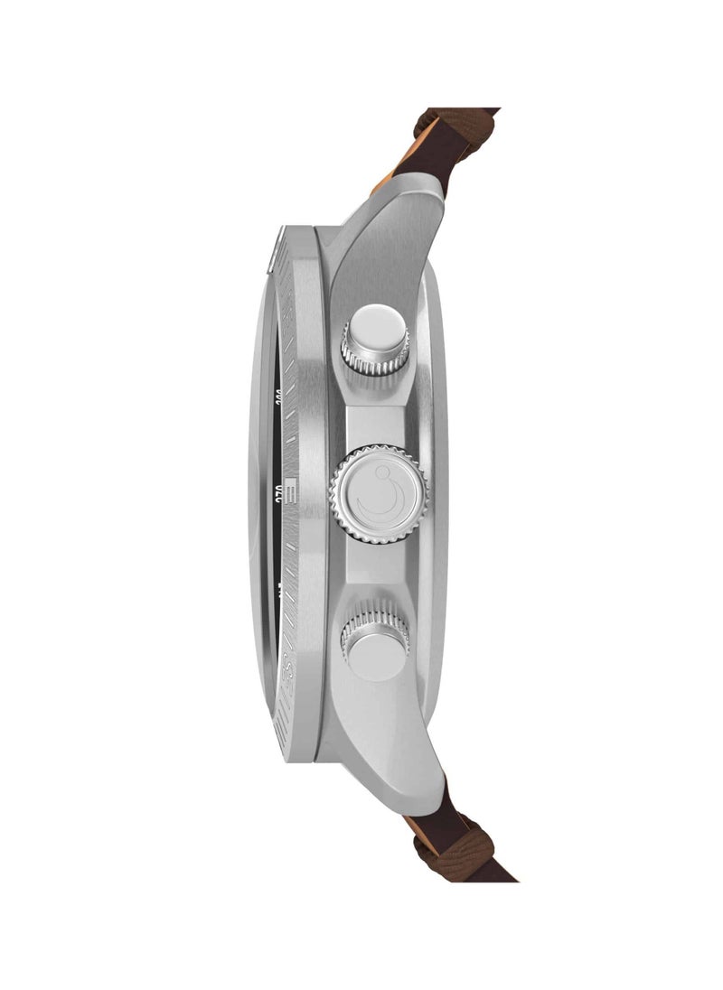 Al Fajr Dynamic 360 Analog+Digital Leather Strap - WH-24 -44mm- Brown
