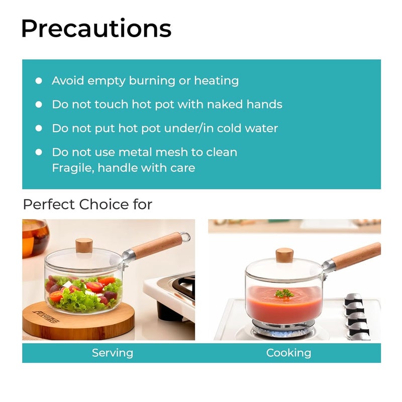 The Better Home The Better Home Zeno 145L Borosilicate Glass Cookware for Gas Stove Saucepan with Handle Small MilkTea Pan Boiling Pan Diwali Gift Gift for Housewarming Clear  - Image 4