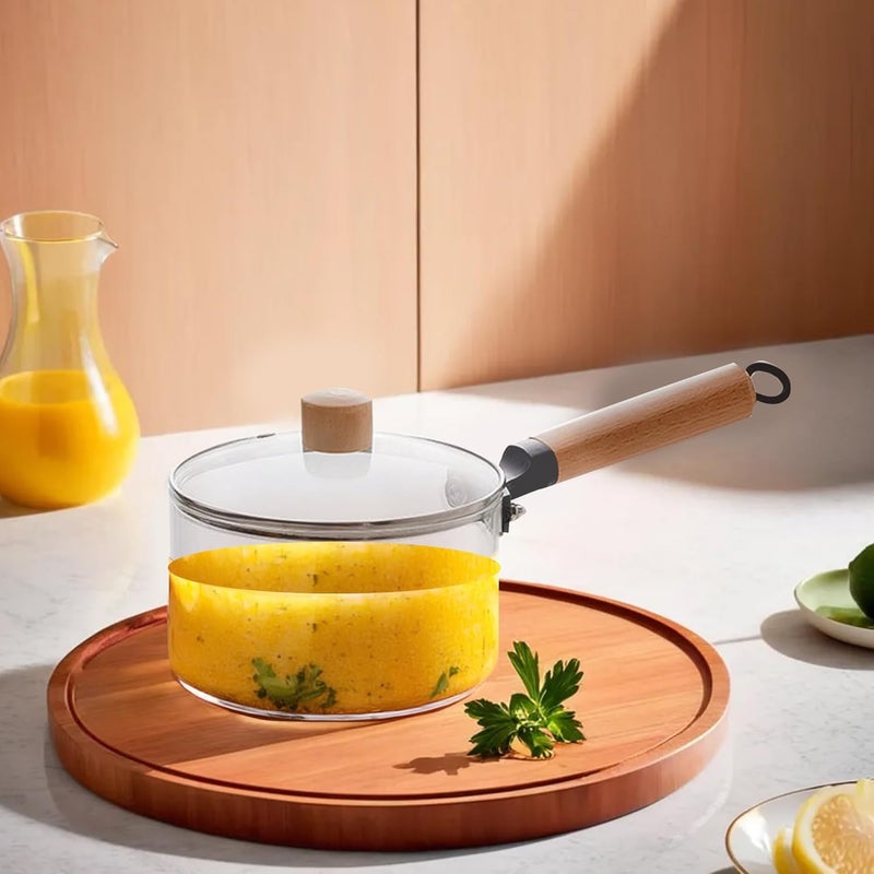 The Better Home The Better Home Zeno 145L Borosilicate Glass Cookware for Gas Stove Saucepan with Handle Small MilkTea Pan Boiling Pan Diwali Gift Gift for Housewarming Clear  - Image 1