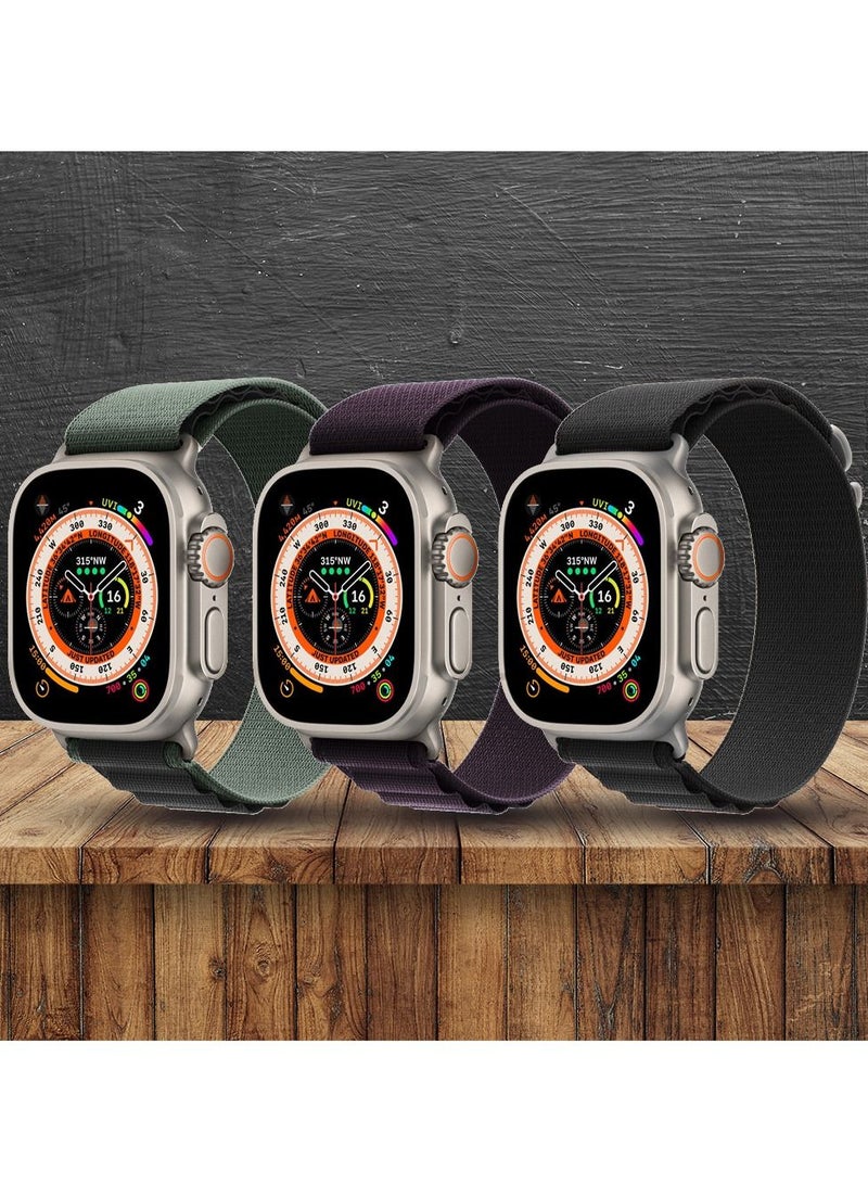 CATANES حزمة 3 لسوار ساعة آبل 49 مم 45 مم 44 مم 42 مم حزام حلقة ألبين للنساء والرجال قابل للتعديل مع حزام معدني G-Hook لساعة iWatch Ultra سلسلة SE 8/7/6/5/4/3/2/1 متعددة الألوان - Image 2