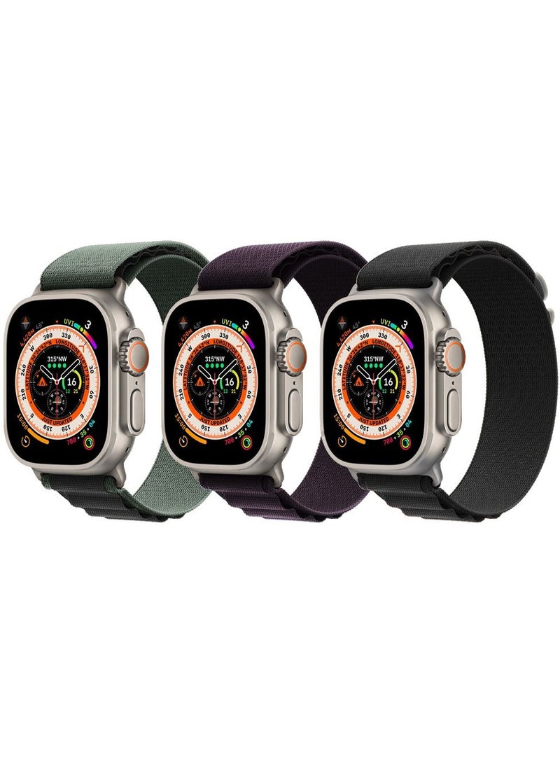 CATANES حزمة 3 لسوار ساعة آبل 49 مم 45 مم 44 مم 42 مم حزام حلقة ألبين للنساء والرجال قابل للتعديل مع حزام معدني G-Hook لساعة iWatch Ultra سلسلة SE 8/7/6/5/4/3/2/1 متعددة الألوان - Image 3