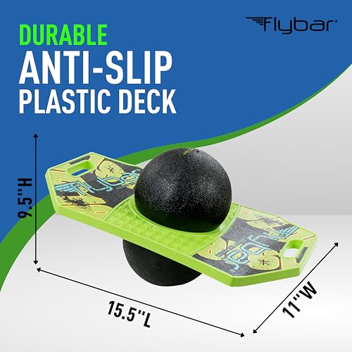 Flybar Pogo Trick Ball for Kids, Trick Bounce Board for Boys and Girls Ages 6+, Up to 160 lbs, Includes Pump, Easy to Carry Handle, Durable Plastic Deck Indoor, Outdoor Toy Pogo Jumper (Green Mean) - Image 4