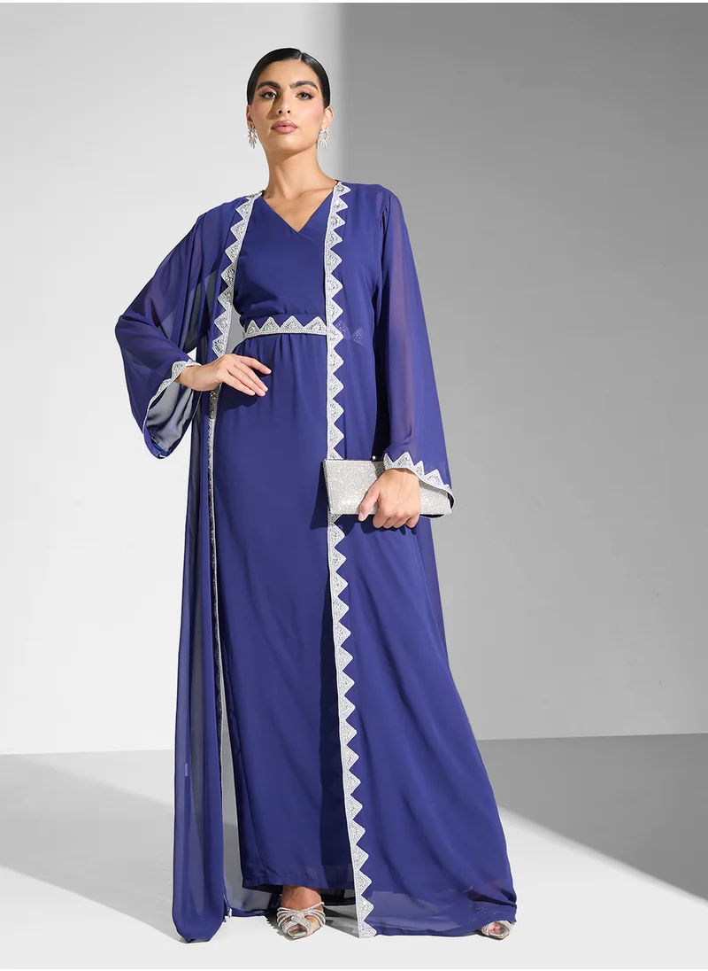 Golden Apple 2PCS Set Belted Abayas