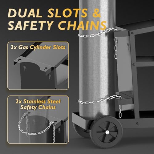 TOOLIOM 3-Tier Tilt-Table Welding Cart for Tig Mig Welder and Plasma Cutter with 360° Swivel Wheels - Image 5