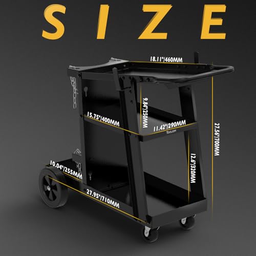 TOOLIOM 3-Tier Tilt-Table Welding Cart for Tig Mig Welder and Plasma Cutter with 360° Swivel Wheels - Image 3