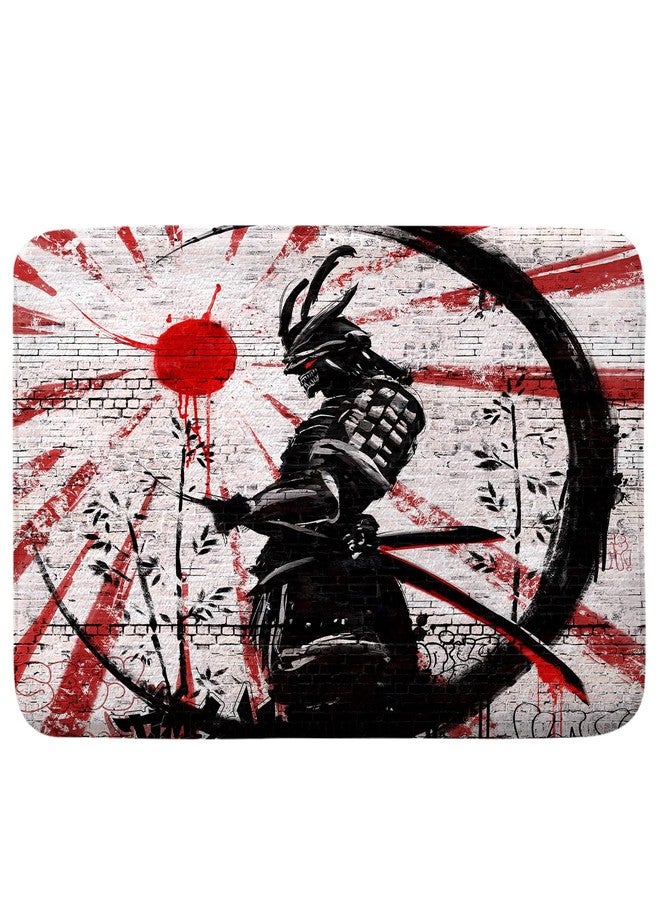 iTapnoom Japanese Samurai Anime Bath Mat, Asian Cool Anime Red and Black Non Slip Absorbent Floor Rugs Quick Dry Soft Velvet Rugs Carpets, for Bathtub Bathroom Bedroom Kitchen, 17x29 Inch - Image 2