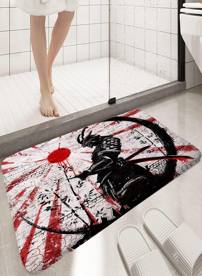 iTapnoom Japanese Samurai Anime Bath Mat, Asian Cool Anime Red and Black Non Slip Absorbent Floor Rugs Quick Dry Soft Velvet Rugs Carpets, for Bathtub Bathroom Bedroom Kitchen, 17x29 Inch - Image 4