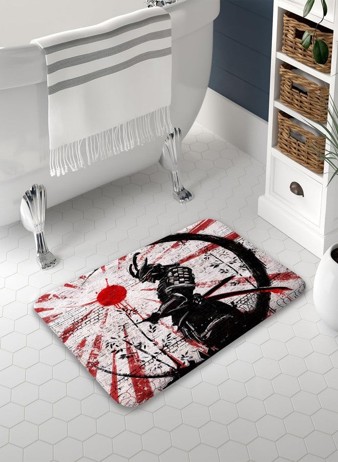 iTapnoom Japanese Samurai Anime Bath Mat, Asian Cool Anime Red and Black Non Slip Absorbent Floor Rugs Quick Dry Soft Velvet Rugs Carpets, for Bathtub Bathroom Bedroom Kitchen, 17x29 Inch - Image 3