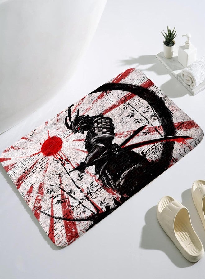 iTapnoom Japanese Samurai Anime Bath Mat, Asian Cool Anime Red and Black Non Slip Absorbent Floor Rugs Quick Dry Soft Velvet Rugs Carpets, for Bathtub Bathroom Bedroom Kitchen, 17x29 Inch - Image 5