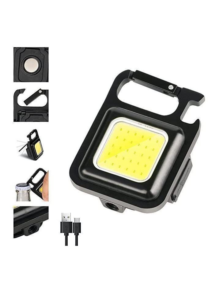 Home Brilliant Home Brilliant Mini Rechargeable Keychain Light with Bottle Opener Collapsible Bracket Carabiner Pocket Magnetic COB Light for Night Running Camping Fishing  - Image 1