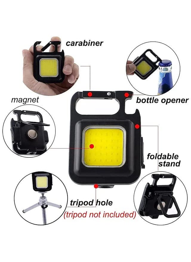 Home Brilliant Home Brilliant Mini Rechargeable Keychain Light with Bottle Opener Collapsible Bracket Carabiner Pocket Magnetic COB Light for Night Running Camping Fishing  - Image 2