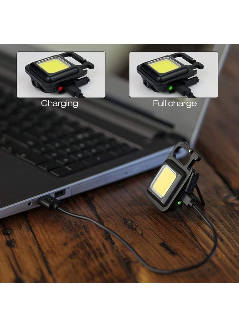 Home Brilliant Home Brilliant Mini Rechargeable Keychain Light with Bottle Opener Collapsible Bracket Carabiner Pocket Magnetic COB Light for Night Running Camping Fishing  - Image 4