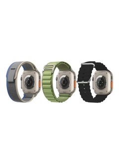 3Pack for Apple Watch Band 49mm 45mm 44mm 42mm Alpine Loop Band, Trail Band, Ocean Band Compatible with Apple Watch Ultra/8/7/SE/6/5/4/3/2/1 Black/Green/Dark Grey