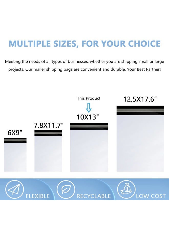 KORCCI 100 White Poly Mailer Shipping Bag Envelopes Self Adhesive Mailing Envelopes, Flexible Secure Packaging for Shipping Supplies, Water Proof, Tear Resistant 100 Pack Postal Bags (10x13in) - Image 4