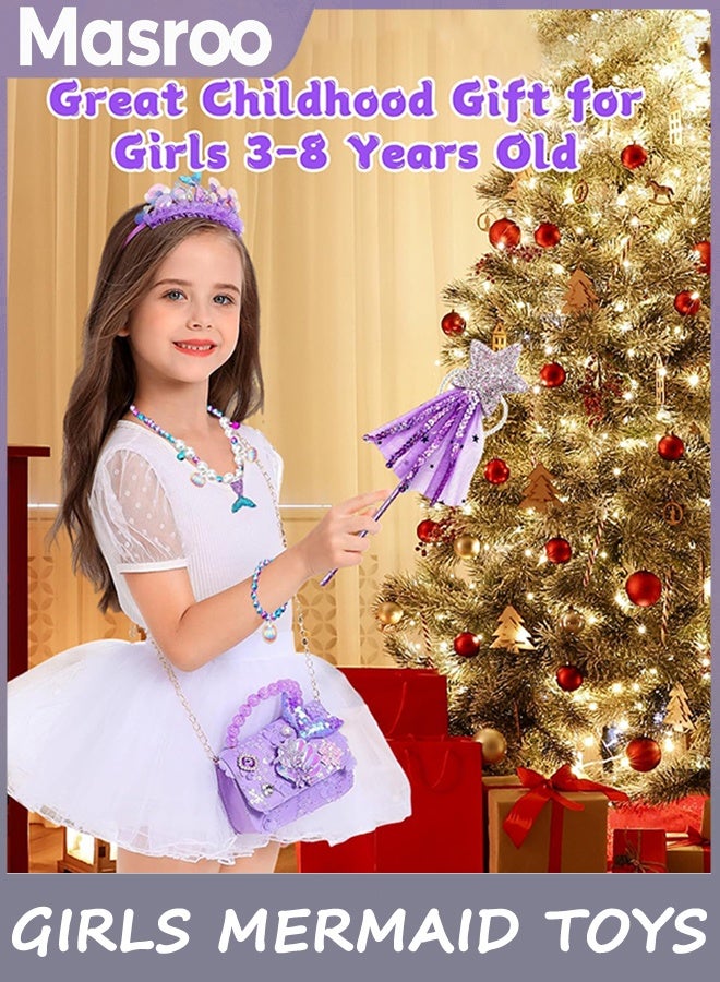 Masroo Mermaid Toys,Toddler Purse, Girls Mermaid Play Purse for Little Girls Play Jewelry Birthday for Toddler Age 3 4 5 6 7 8 Years Old - Image 5