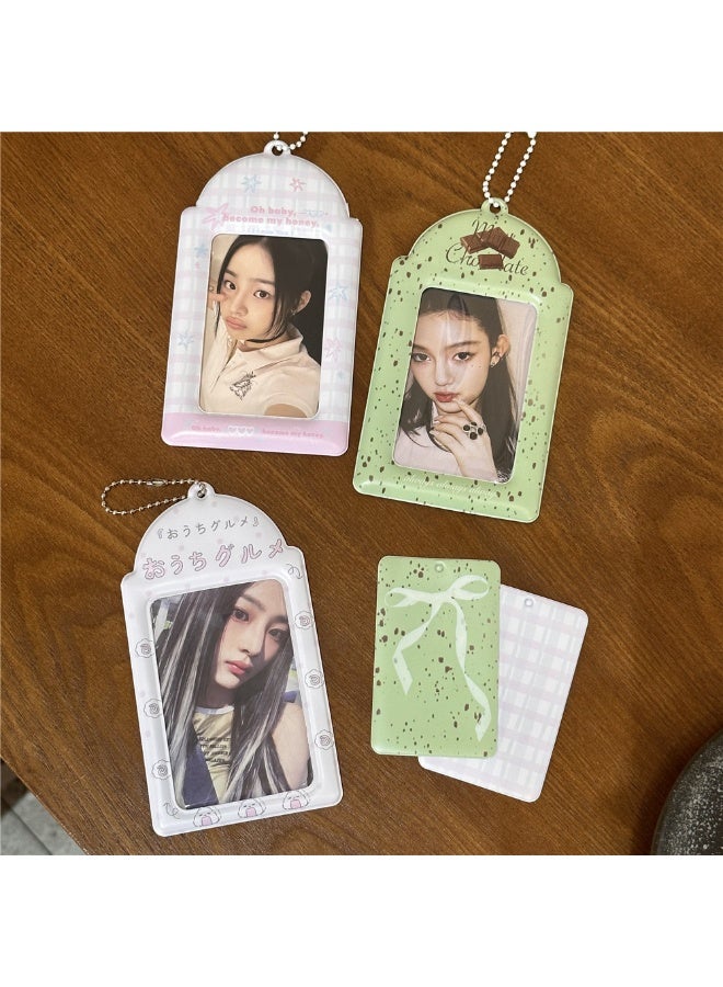 NIBEMINENT 1 - Piece PVC Mint Green Girl Kpop Photo Card Holder Pendant Key Chain ID Badge Holder ID Card Holder Photo Card Protector for School ID Office ID Access Card for Women Girls - Image 2