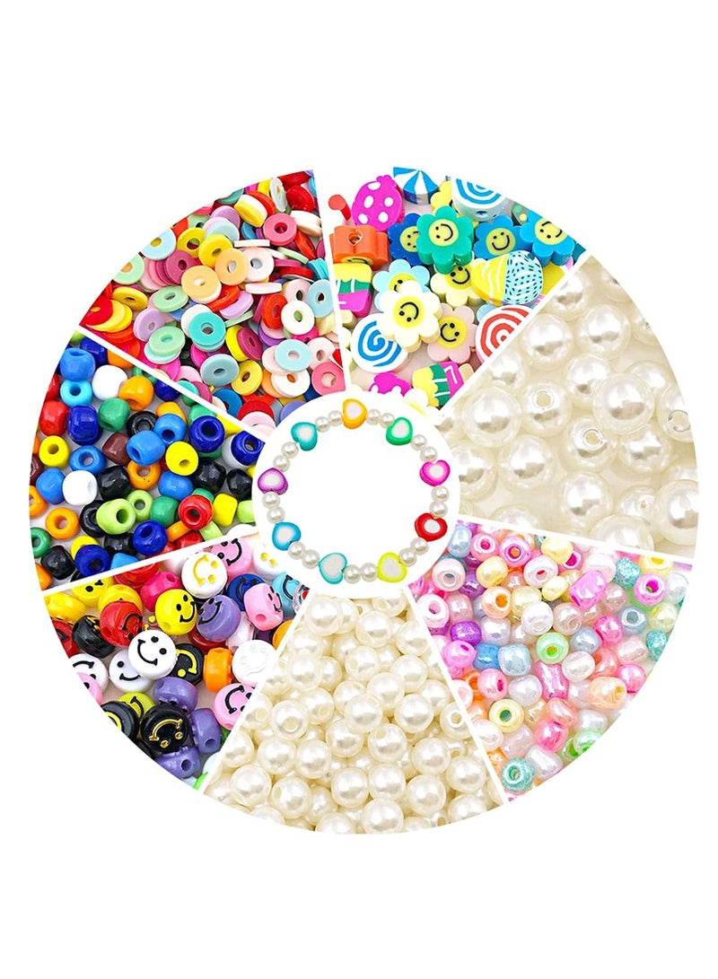 1300Pcs Smiley Face Polymer Clay Beads for Jewelry Making Included Mixed Fruit Spacer Beads Color Polymer Clay Beads Smiley Beads Pearl Beads and Seed Beads for Women and Girls - Image 4