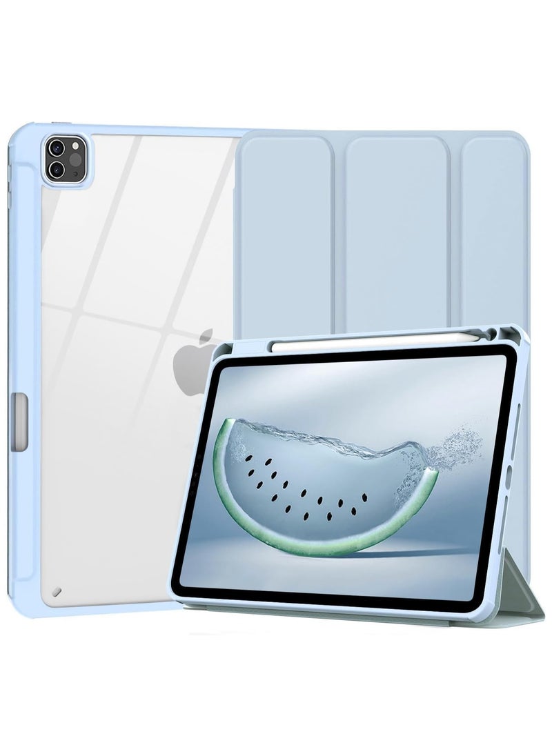 EVO Hybrid Case Compatible with iPad Air 13 inch (2024) M2, [Built-in Pencil Holder] Shockproof Cover with Clear Transparent Back Shell, Auto Wake Sleep, sky blue  - Image 1