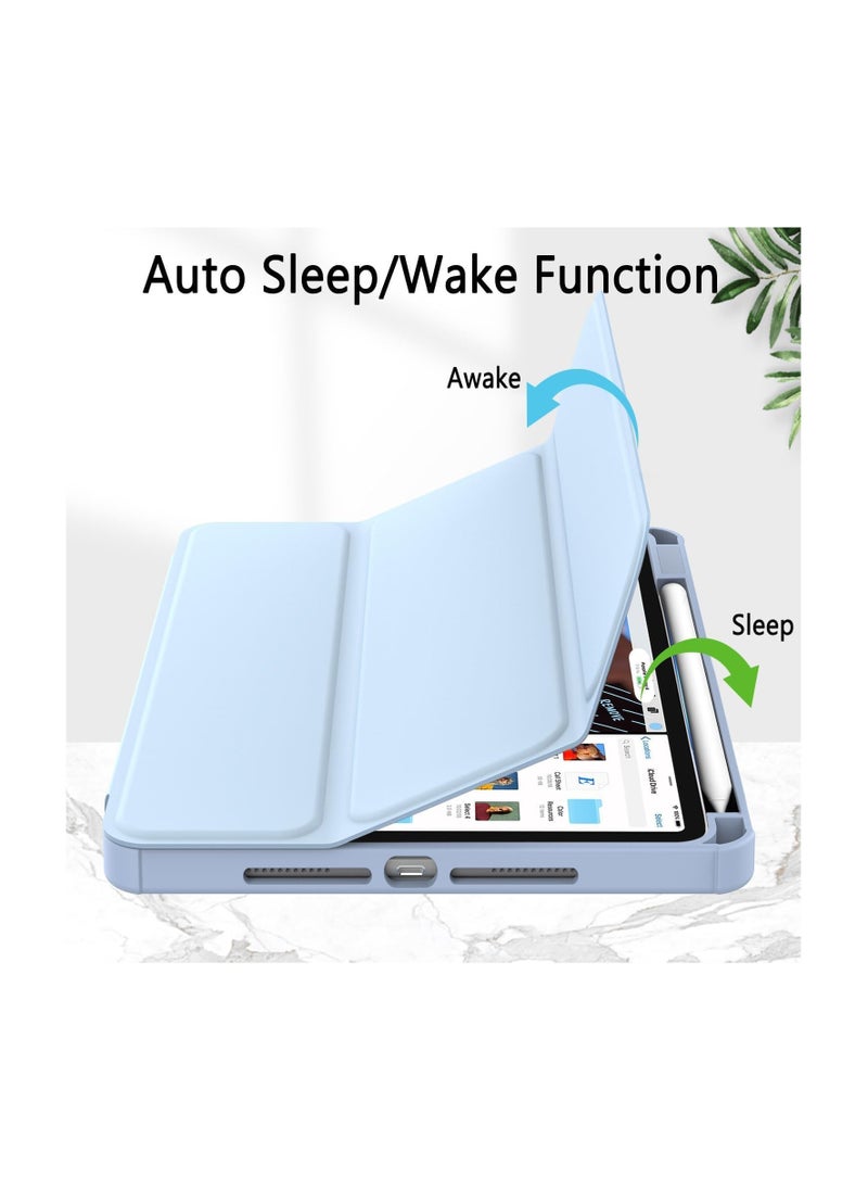 EVO Hybrid Case Compatible with iPad Air 13 inch (2024) M2, [Built-in Pencil Holder] Shockproof Cover with Clear Transparent Back Shell, Auto Wake Sleep, sky blue  - Image 2