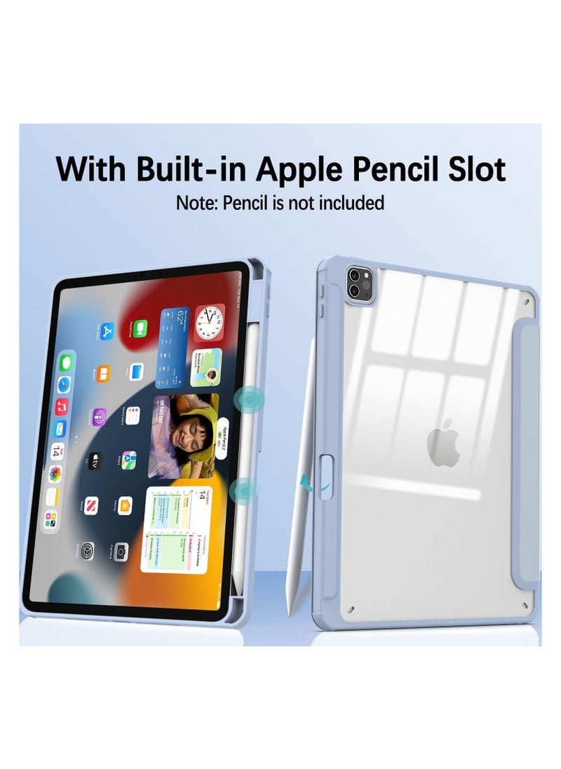 EVO Hybrid Case Compatible with iPad Air 13 inch (2024) M2, [Built-in Pencil Holder] Shockproof Cover with Clear Transparent Back Shell, Auto Wake Sleep, sky blue  - Image 3