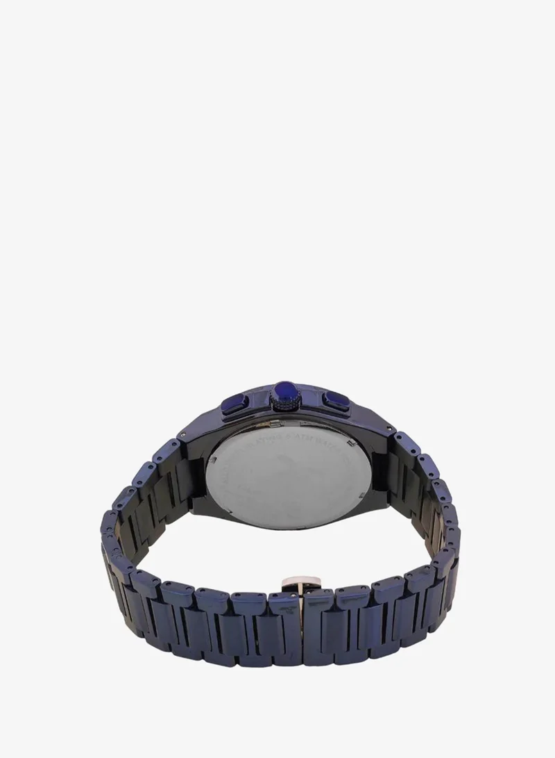 DANIEL KLEIN Men's Stainless Steel Blue Alloy Case Analog Blue Round Emboss Dial Japanese Quartz Exclusive 50 Meters Water Resistant
