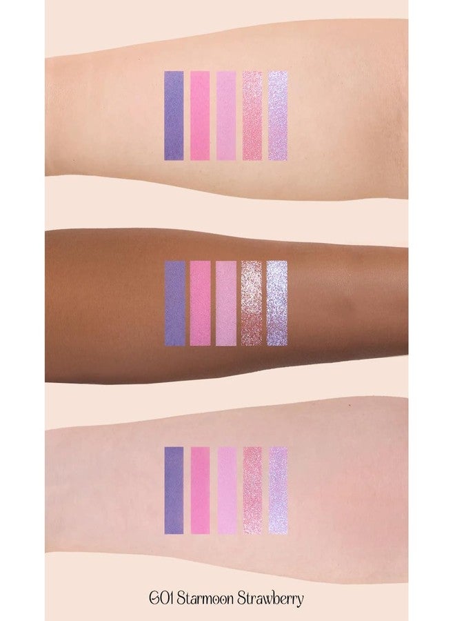 Flower Knows باليت ظلال العيون فلوور نوز بنفسجي فراولة روكوكو - 3 درجات غير لامعة + 2 لامعة باللون البنفسجي، تدوم طويلاً، سهلة التطبيق وذات صبغة عالية (G01 ستارمون فراولة، 0.37 أونصة) - Image 4