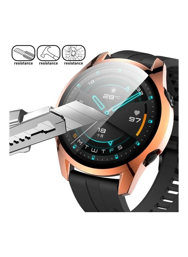 NIBEMINENT 2 In 1 Tempered Glass Screen Protector For Huawei Watch GT2 46mm Rose Gold - Image 5