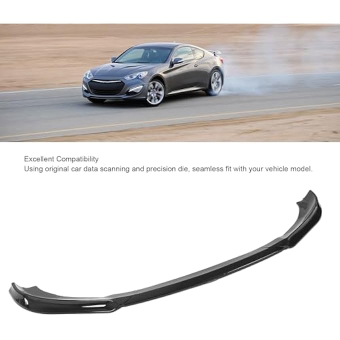 Torvex Bumper Lip, Front Splitter Spoiler Diffuser Compatible with Genesis Coupe Facelift 2013-2016 3pcs Impact Resistant PP Front Bumper Lip Kit - Image 4