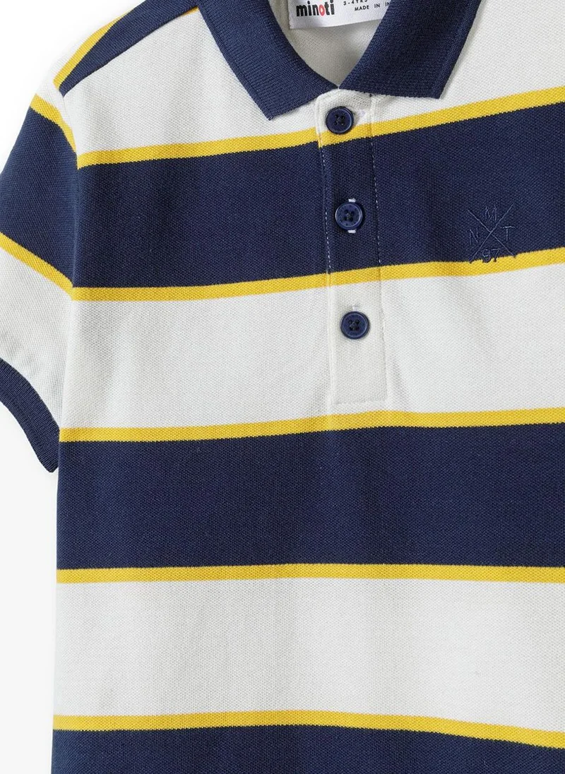 MINOTI Teen Polo Shirt with Short Sleeves and Button Placket