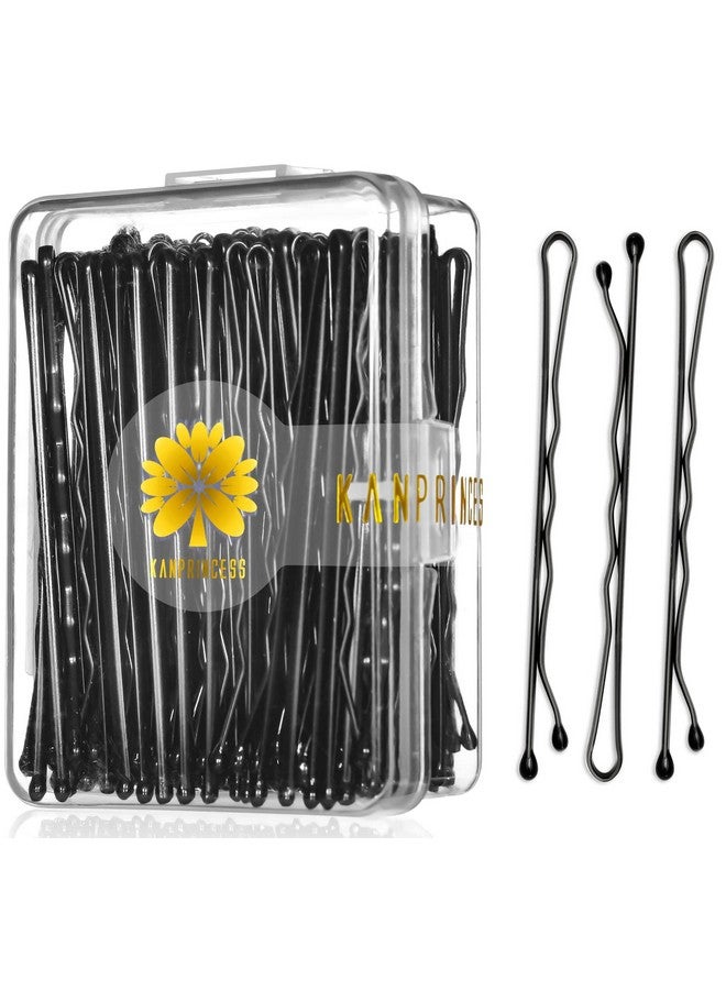 كان برنسيس 100 قطعة 2.4 بوصة دبابيس شعر سوداء خالية من الألم لجميع أنواع الشعر دبابيس شعر للنساء دبابيس شعر للكعك مع صندوق (أسود) - Image 1