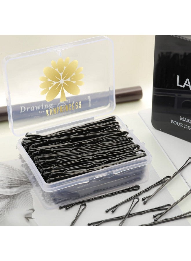 كان برنسيس 100 قطعة 2.4 بوصة دبابيس شعر سوداء خالية من الألم لجميع أنواع الشعر دبابيس شعر للنساء دبابيس شعر للكعك مع صندوق (أسود) - Image 4