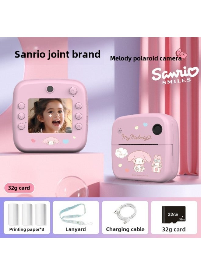 Generic Sanrio Jointed Polaroid Culomi Big Ear Dog Melody Camera Instant Photo For Children-Color: + Printing Paper*3+  - Image 1