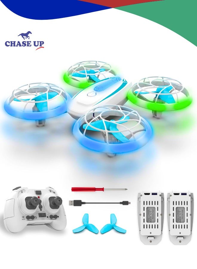 تشيس اب طائرة بدون طيار صغيرة T18 للأطفال، طائرات بدون طيار تعمل بالتحكم عن بعد مع تثبيت الارتفاع ووضع بدون رأس، مروحية تعمل بالتحكم عن بعد مع أضواء زرقاء وخضراء ودوران 360 درجة، هدية للأولاد والبنات المبتدئين، بطاريتان - Image 1