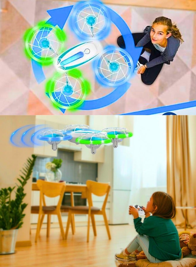 تشيس اب طائرة بدون طيار صغيرة T18 للأطفال، طائرات بدون طيار تعمل بالتحكم عن بعد مع تثبيت الارتفاع ووضع بدون رأس، مروحية تعمل بالتحكم عن بعد مع أضواء زرقاء وخضراء ودوران 360 درجة، هدية للأولاد والبنات المبتدئين، بطاريتان - Image 2