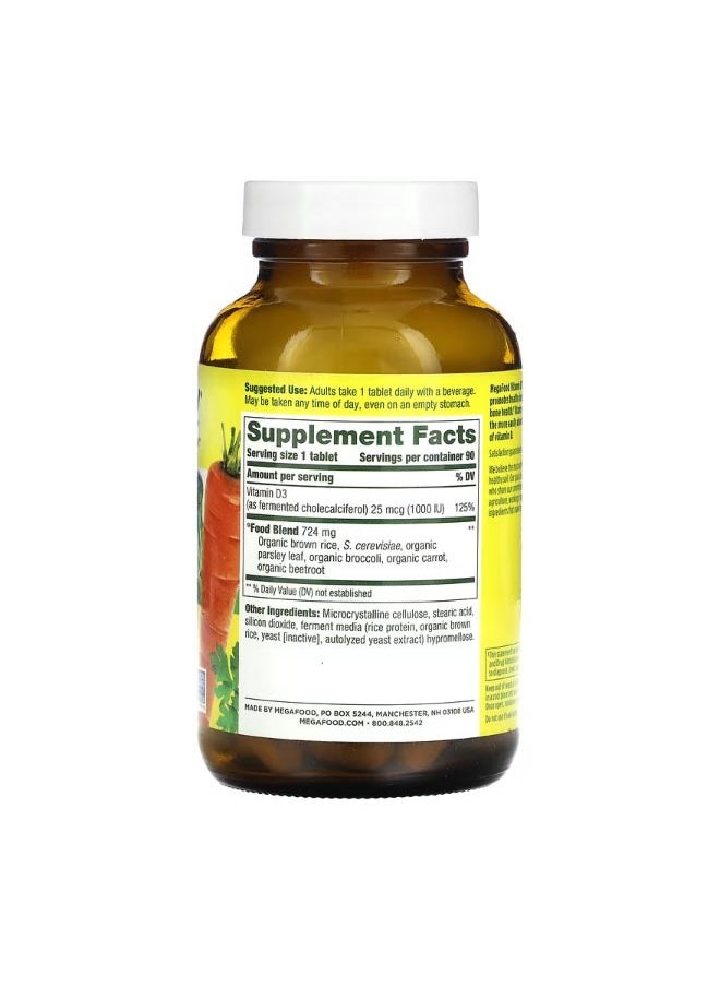MegaFood Vitamin D3 25 mcg 1000 IU 90 Tablets  - Image 2