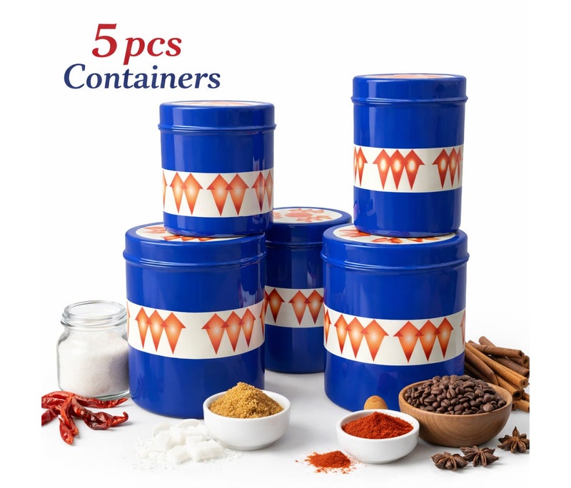 ART Stainless Steel Container With Lid Multicolor Spices Sugar Coffee Canister Size Length Each One | 24cm | 22cm | 20cm | 18cm | 16cm - Image 1