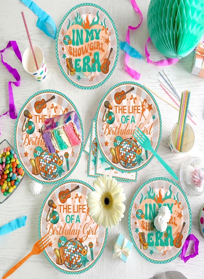 iPartyGo A Birthday Girl Decorations - 96 Pcs Orange and Green Disposable Paper Dessert Plates Napkins Forks Tableware Decor Set Music Themed Party Supplies Favors for Girls Fans Serves 24 Guests - Image 5