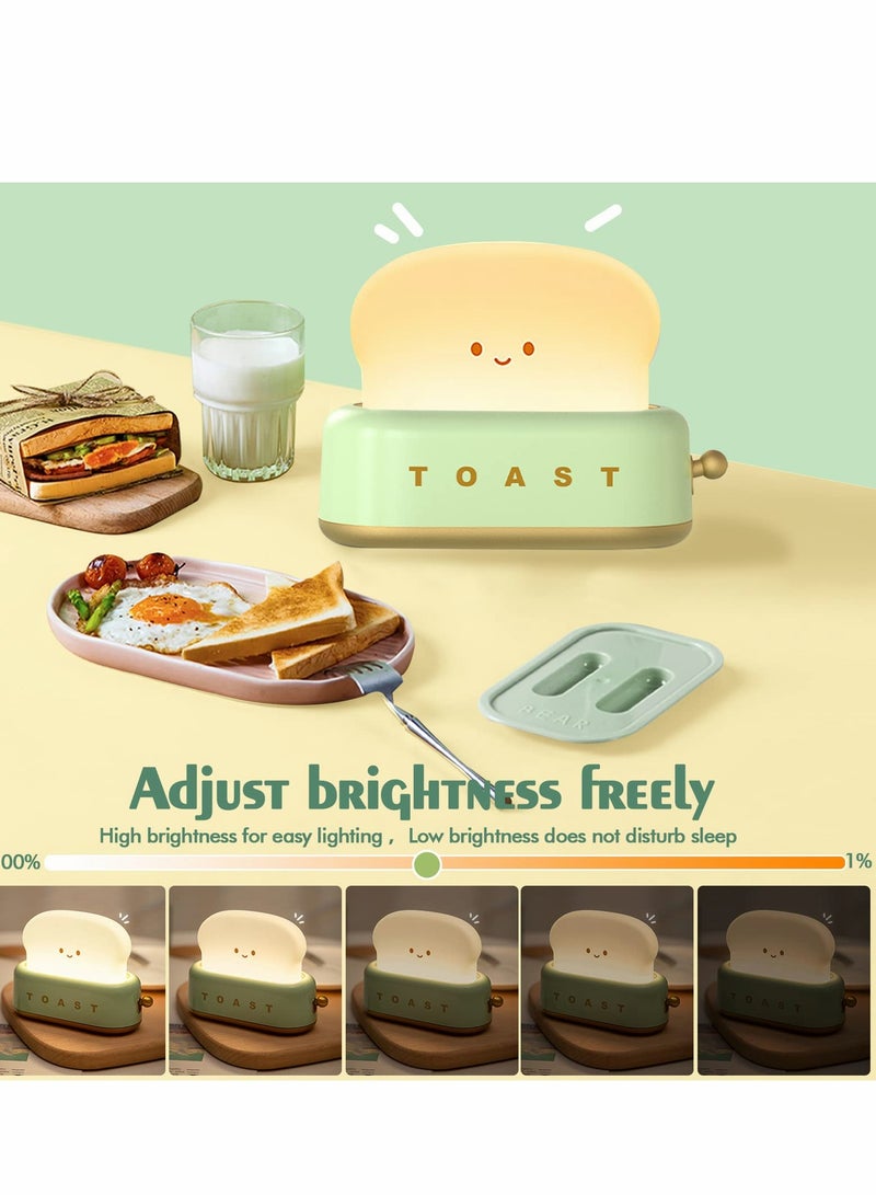 Excefore Desk Decor Toaster Lamp, Night Light for Kids, Rechargeable Small Lamp with Smile Face Toast Bread  Room Bedroom, Bedside, Living Room, Dining, Decorations, Gift (Green)  - Image 4